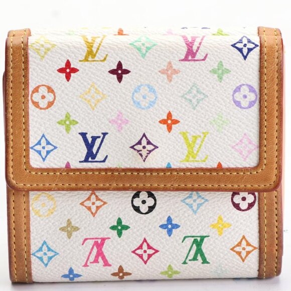 LOUIS VUITTON TAKASHI MURAKAMI WHITE MONOGRAM MULTICOLORE ELISE WALLET - Picture 3 of 17
